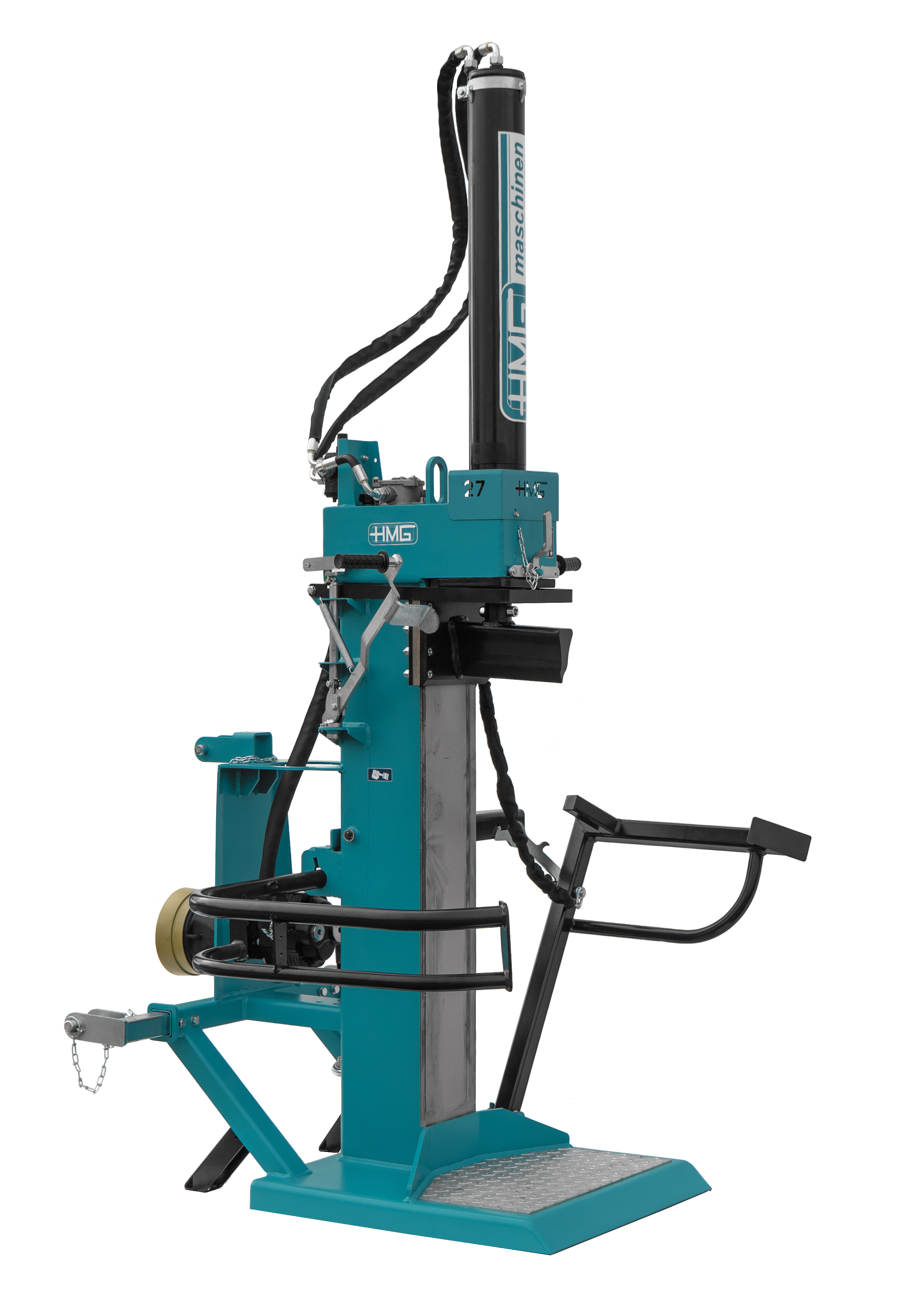 HMG_Holzspalter_HSP_27M-Z_Nr-714-430 Der HMG Meterholzspalter der Serie HSP 27M ist mit maximaler Spaltkraft ausgestattet, um Meterholz bis 111 cm Länge mühelos aufbereiten zu können